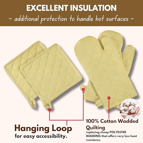 4 Piece Set 2 Oven Mitts & 2 Potholders (4 Count)