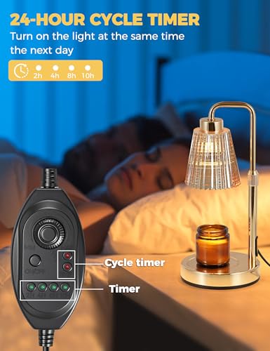 Gold Candle Warmer Lamp with 24h Cycle Timer