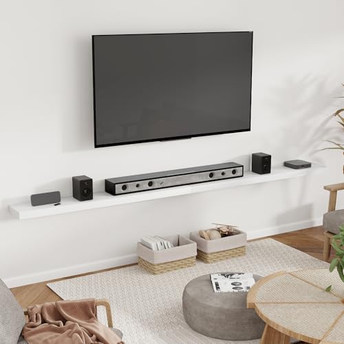 55 Inch Floating Shelves for Wall 8 Inch Deep White Shelves Set of 2 (2 Count)