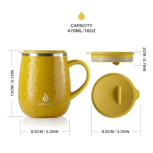 16 oz Insulated Coffee Mug with Lid and Handle