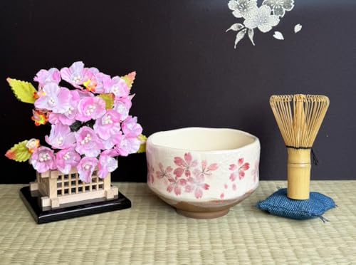 Japanese Traditional Mino Ware Handcrafted Mini Matcha Chawan Tea Bowl Cup Set With Chasen Bamboo Tea Whisk Ceremony Tableware Pottery