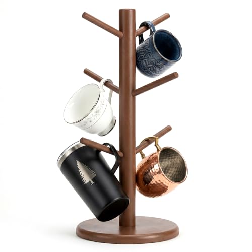 Bamboo Coffee Mug Tree with 6 Hooks