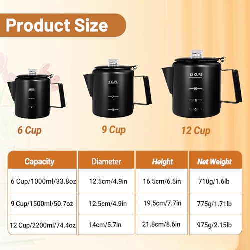 No Coating 6 Cup Percolator Coffee Pot 304 Stainless Steel