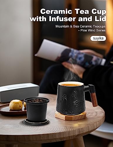 Ceramic Tea Cup with Infuser and Lid 15.2 oz