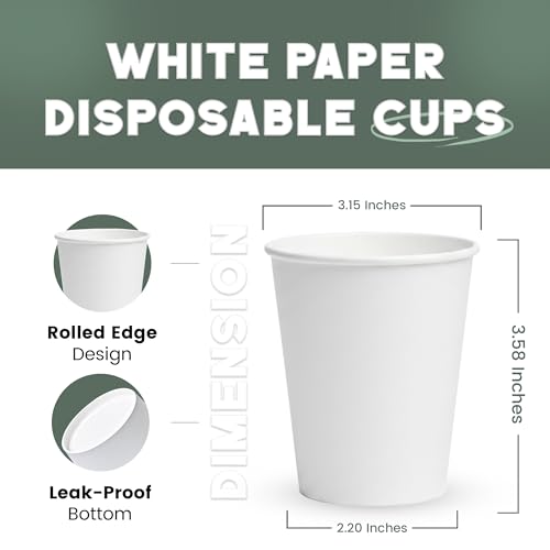 Paper Cups 8 oz 1000 Pack for Coffee & Tea Made in USA (1000 Count)