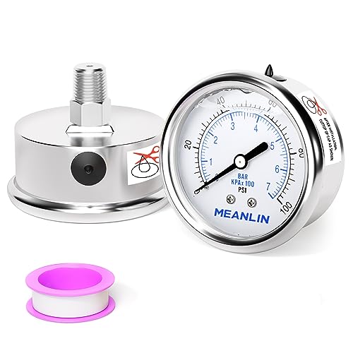 0~100Psi Liquid Filled Pressure Gauge Stainless Steel with 316 Stainless Steel Joint 1