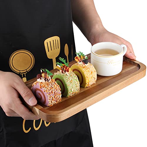 Rectangle Wooden Platter Acacia Wood Serving Tray for Kitchen Counter Decor