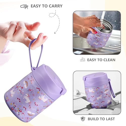 17oz Soup Thermo for Hot Food Kids Insulated Vacuum Food Jar with Stainless Steel Spoon Wide Mouth Thermo Leakproof Lunch Food Container Kids Hot Lunch Box
