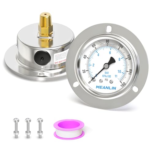 0~160Psi Liquid Filled Pressure Gauge Front Flange Panel Mount