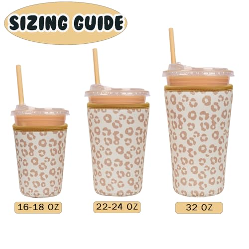 Reusable Insulated Neoprene Iced Coffee Cup Sleeve (3 Count)