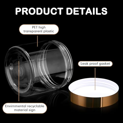 4 Pcs Plastic Jars Wide Mouth with Lids (4 Count)
