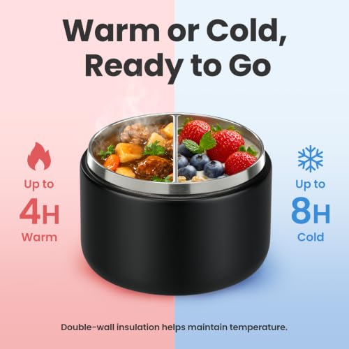 12oz Insulated Vacuum Food Jar with Buckle Lid Wide Mouth Soup Thermo for Hot Food Kids Leakproof Stainless Steel Lunch Container