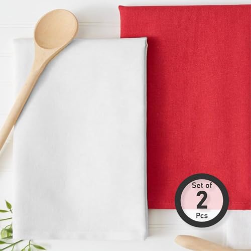 Kitchen Towels Cotton Solid Dish Cloths Kitchen Hand Towel Reusuable Dish Towel for Cleaning Tea Towels Set with Hanging Loop (6 Count)