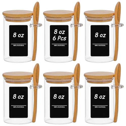 Spice Jars with Spoons 8 oz 6 Pack (6 Count)
