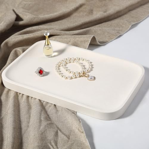 Marble Tray 12"x8" Natural Stone Vanity Tray for Countertop Bathroom Kitchen Dresser