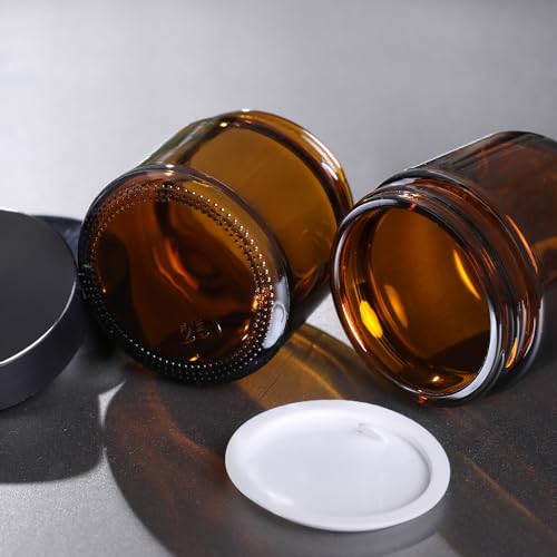 2oz Glass Cosmetic Jars With Lids 3pcs Small Makeup Containers (3 Count)
