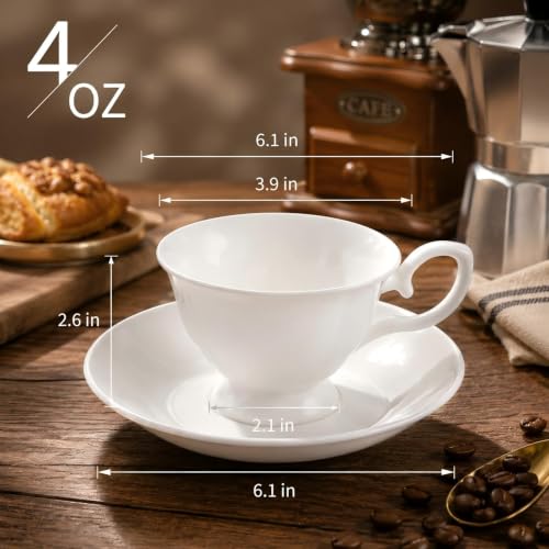 Fine Bone China Tea Cups and Saucers Set of 2 (2 Count)