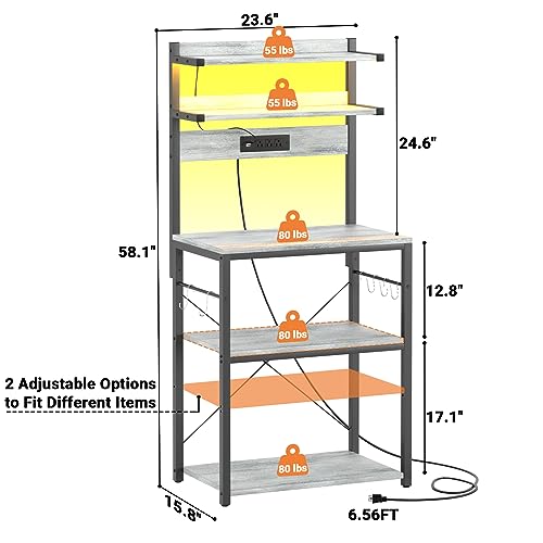 Bakers Rack with Power Outlet & RGB LED