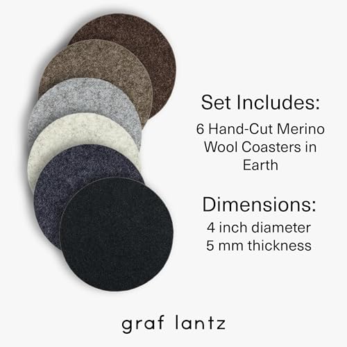 Bierfilzl Merino Wool Round Coasters Set of 6 (6 Count)