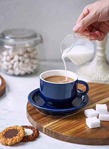 4 Ounce Porcelain Stackable Espresso Cups with Saucers and Metal Stand Set of 4 (4 Count)