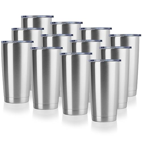 20oz Stainless Steel Tumbler Bulk with Lid (12 Count)
