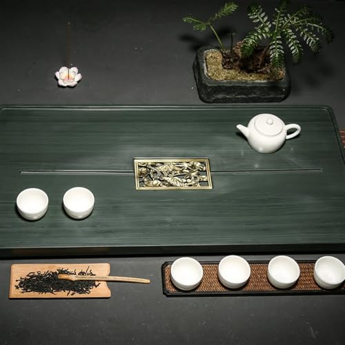 Tea Set Green Sandalwood Stone Tea Tray Home Drainage Simple Natural Ebony Stone Tea Table Tea Set Tray Chinese Tea Set