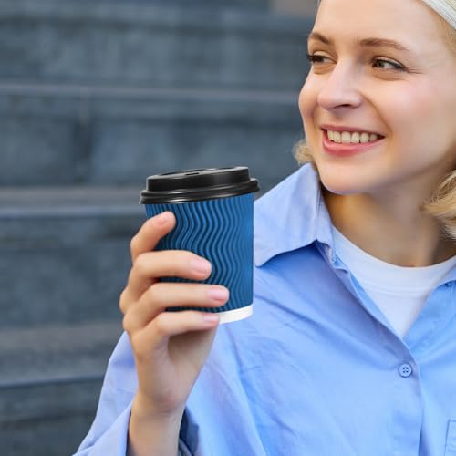 90 Pack 8 oz Disposable Coffee Cups with Lids and Straws (90 Count)