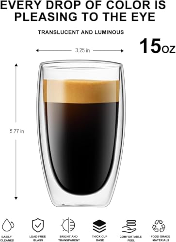 Glass Coffee Mugs Set of 2