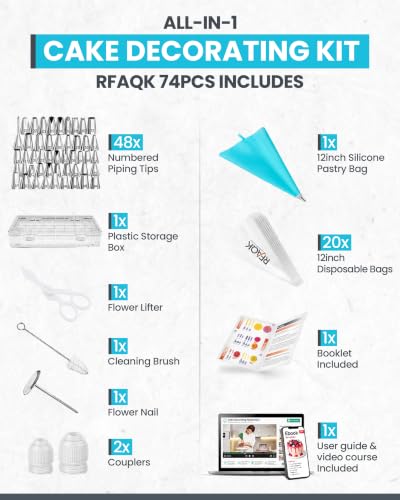 74PCs Icing Piping Bags and Tips Set