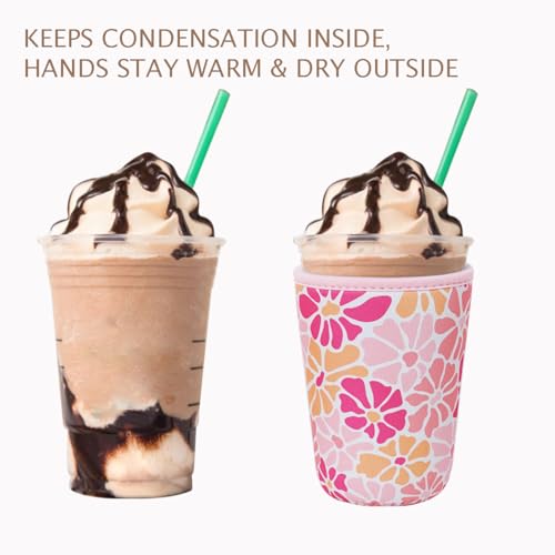 Reusable Insulated Neoprene Iced Coffee Cup Sleeve (3 Count)