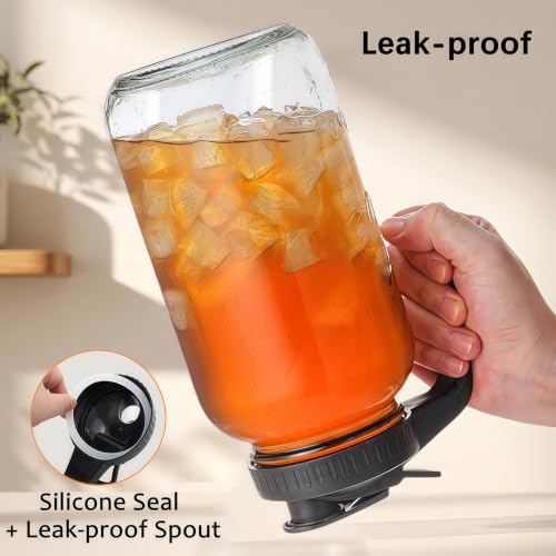 64oz(2 quart) Mason Jar Pitcher, Glass Pitcher with Lid for Cold Brew