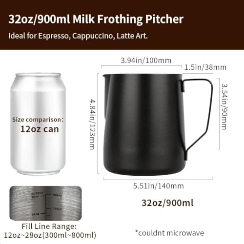 32oz Milk Frothing Pitcher Stainless Steel Espresso Steaming Jug