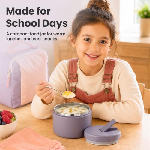 12oz Insulated Vacuum Food Jar with Buckle Lid Wide Mouth Soup Thermo for Hot Food Kids Leakproof Stainless Steel Lunch Container