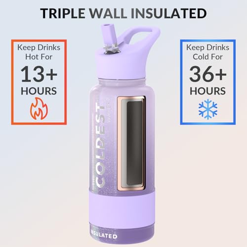 Coldest Insulated Water Bottle with Straw Lid