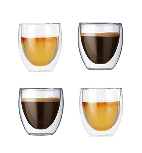 2.7 oz Double Wall Glass Espresso Cups Set of 4 (4 Count)