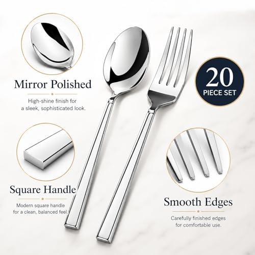 20 Piece Stainless Steel Flatware Set for 4