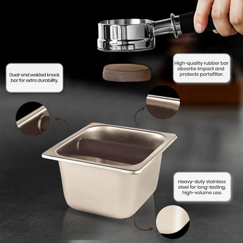 Stainless Steel Espresso Knock Box with Bar