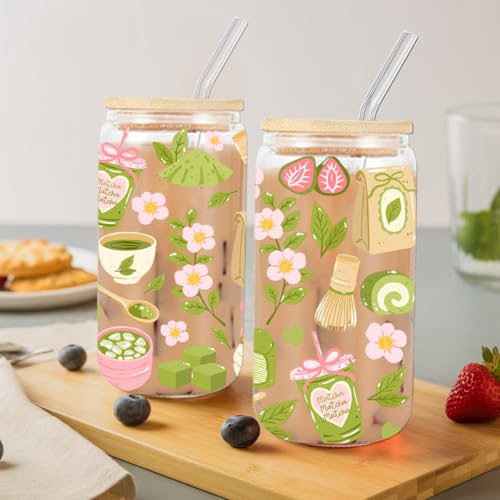 Matcha Girly Glass Cup