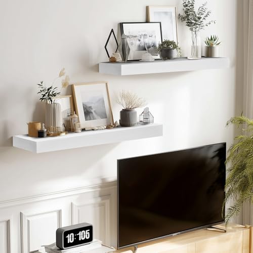 Solid Wood Floating Shelves (2 Count)