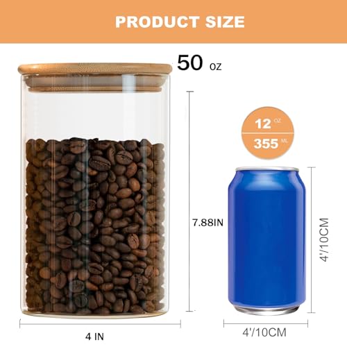 Glass Food Storage Jars 50oz [Set of 6] (6 Count)