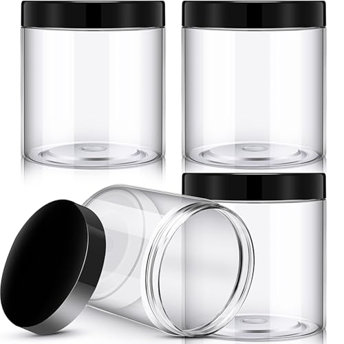 4 Pcs Plastic Jars Wide Mouth with Lids (4 Count)