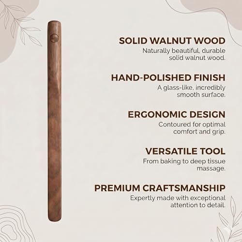 Solid Black Walnut Wood 3Pcs 6" Reusable Coffee Stirrers【Rounded Handle】 (3 Count)
