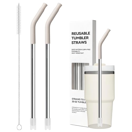 Metal Straws With Silicone Tip For Stanley Adventure Quencher H2.0 Tumbler 14 oz 20 oz