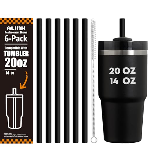 Black Replacement Straws for Stanley 20oz 14oz Tumble (6 Count)