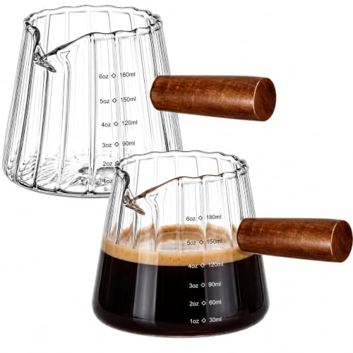 2 Pcs 6 oz Clear Espresso Shot Glass Cups with Handle