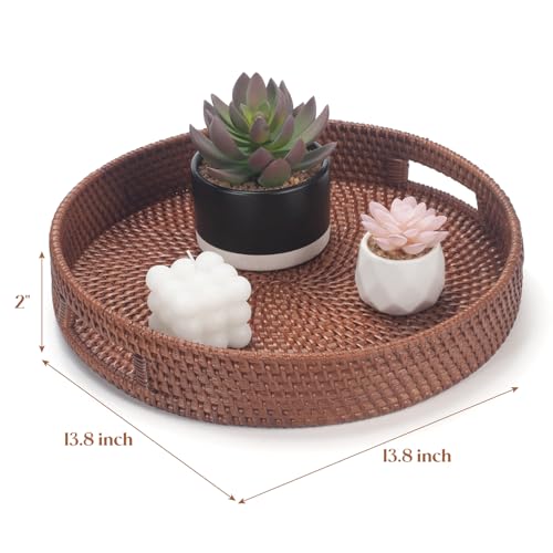 13.8 inch Round Rattan Tray