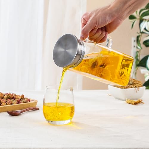 40 oz 1.2Liter Square Glass Pitcher with Lid and Spout