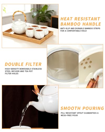 Japanese Tea Set Porcelain Tea Set with Teapot and Tea Cup Set for 4