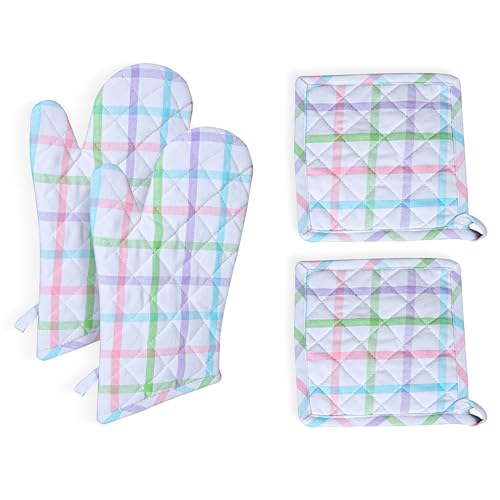 4 Piece Set 2 Oven Mitts & 2 Potholders (4 Count)