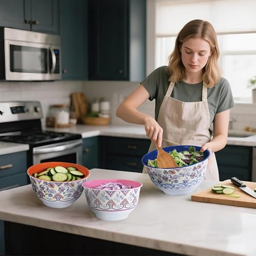 Melamine Mixing Bowl Set with Lids (3 Count)